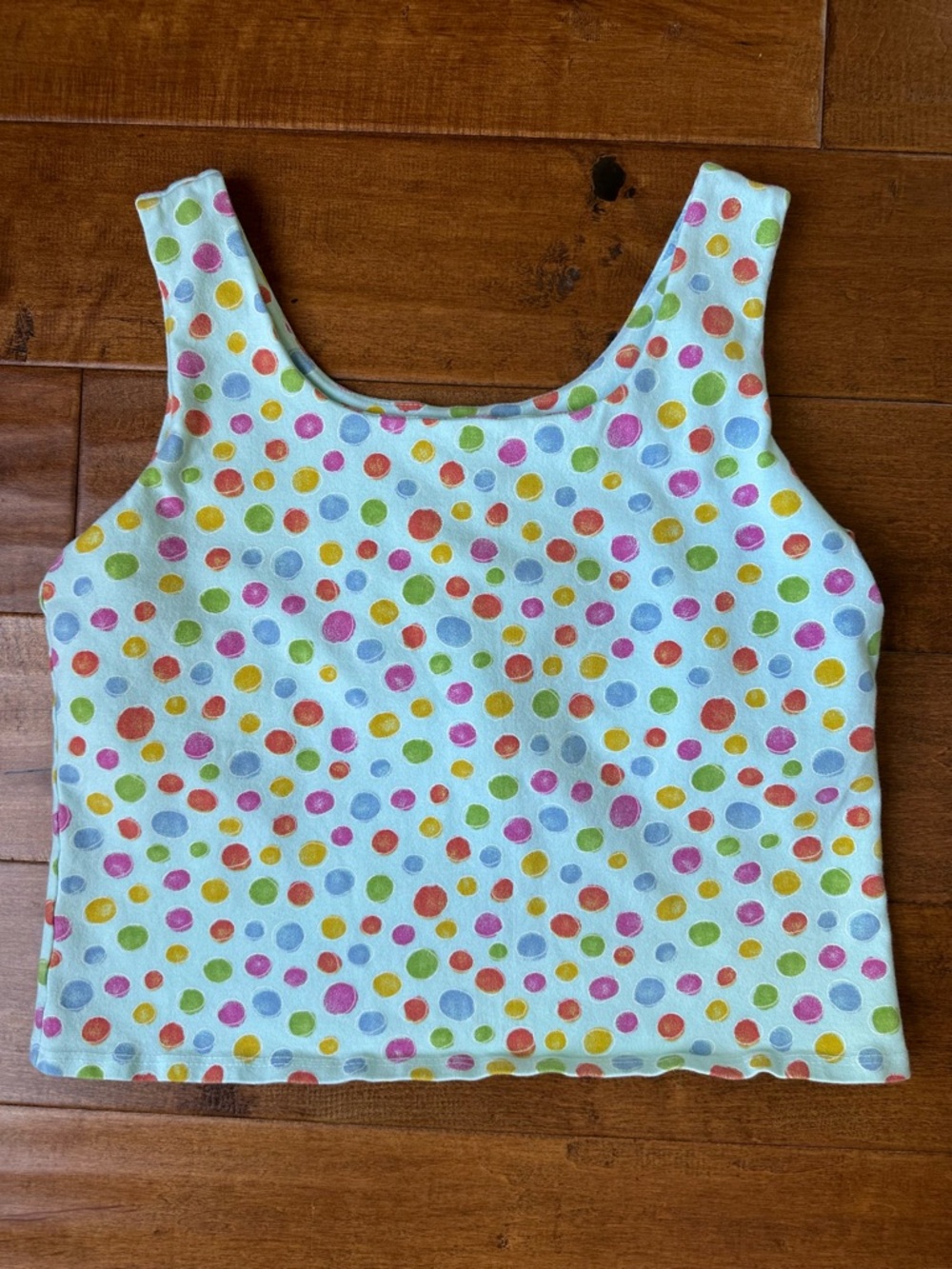 fresh produce Light Blue Polka Dot  Cropped Tank - size M